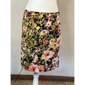 J. Jill Pencil Short Zip Up Floral Multi-Color Skirt Stretch Size 8 AH3261d